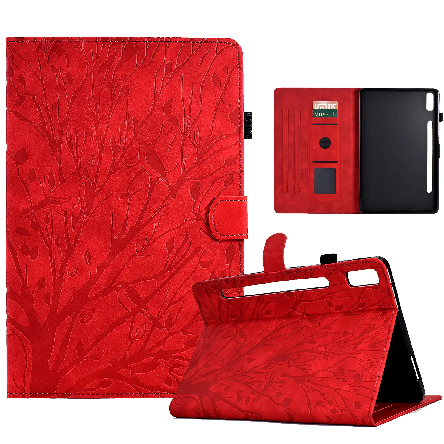 

Tablet Case Tree Embossed for Samsung Galaxy Tab A9 Plus 2023 11 inch Leather Flip Wallet Protective Cover for A9+ SM X210 X215