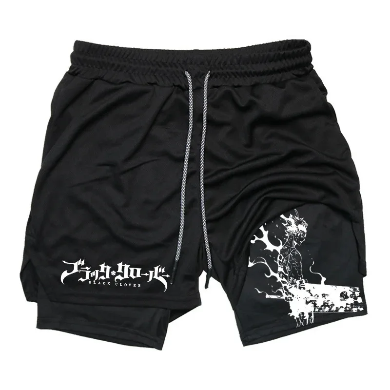 Black Clover Asta Dämon Mode 2025, neue Form, schwarze Shorts, Herren, Baumwolle, lässig, Sommer, Streetwear, Anime, Grafikdruck, Trainingshose – Detail 2