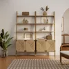 71" Tall Bookshelf, 4 Ladder Shelves Etagere Bookcase with 2-Door Cabinet Storage,Large Bookshelf Organizer, 3