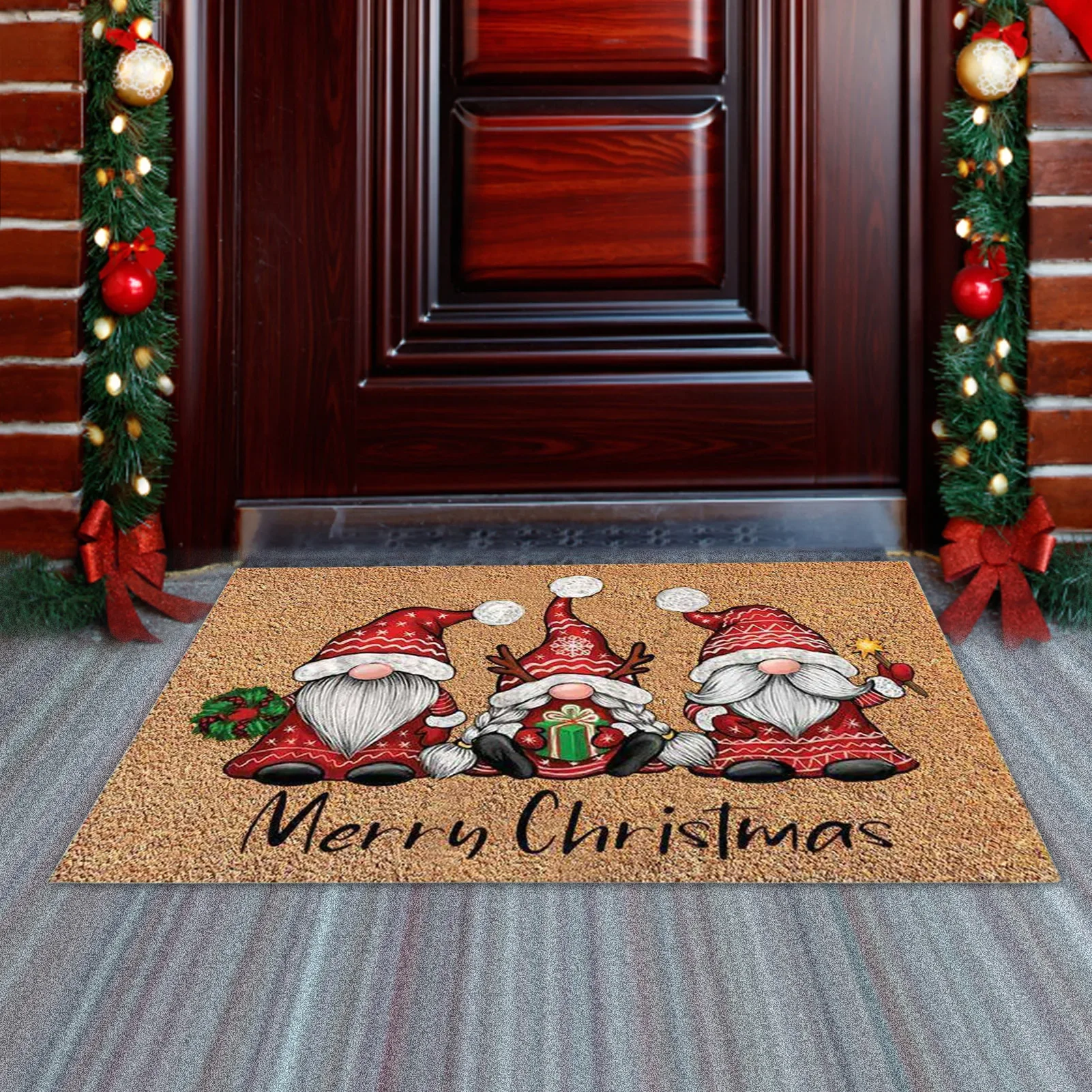 

2024 Christmas Welcome Gnome Doormat Front Porch Rugs Mat Xmas Gnome Door Mat Indoor Outdoor Doormats Entrance Carpet Floor Pad