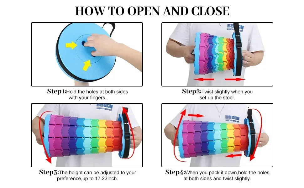 Description Picture 5 of itemPortable Folding Telescopic Stool Lightweight Plastic Subway Queuing Chair Outdoor Camping Chair Fishing Seat with Carry Bag