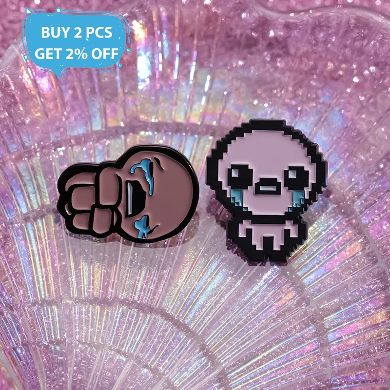 Die Bindung von Isaac Cry Brosche Emaille Pin Custom Retro Pixel Spiel Metall Abzeichen Anstecknadel Zubehör Niedlicher Schmuck Geschenk für Kinder – Detail 2