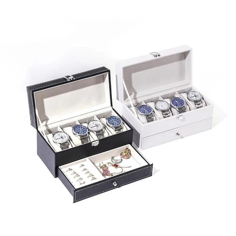 12-Slot PU Leather Lockable Watch Storage Box with Two-Tier Organizer, Secure Jewelry D... - SKU LWSB1516 - UGI Packaging