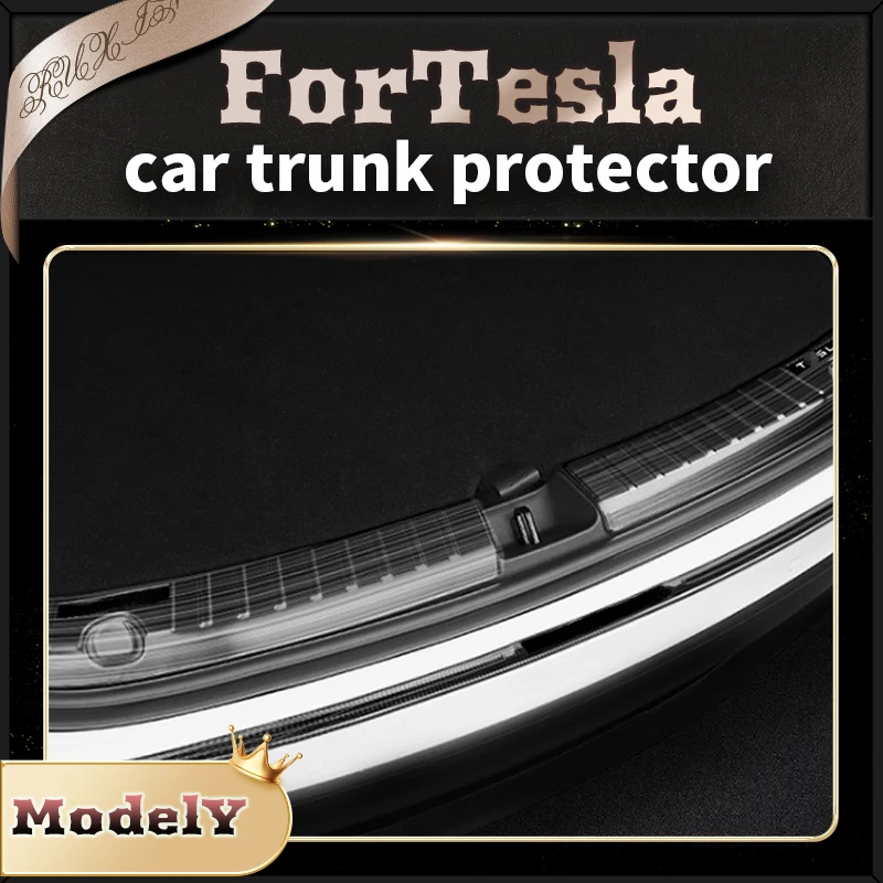 

Stainless Steel Rear Trunk Guard Bumper Protector Trim Cover Car Door Sill Scuff Pedal Protective For Tesla Model Y Accessories