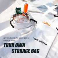 Cotton Drawstring Storage Bag White Canvas Bags for Hair Brush Travel Drawstring Pouch Soft Fabric Storage Bag Dust Bags 1