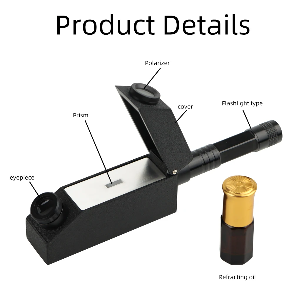 Gemstone Refractometer Professional Gemstone Refractometer RHG 1.30-1.81 Jewelry Emerald Testing Tool With LED Light Double Refractometer