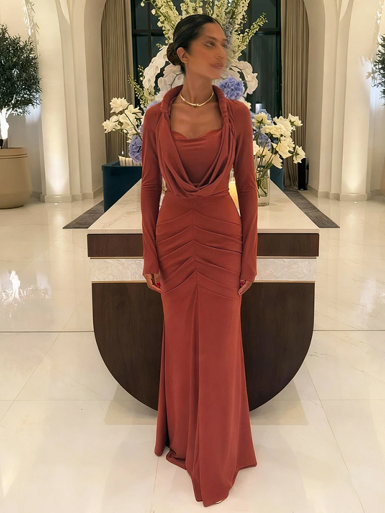 Women Full Sleeve Long Dress for Prom Party