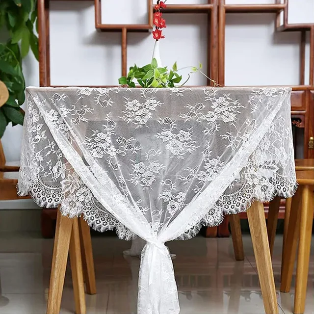 Nappe rustique en dentelle blanche pour mariage, Vintage, brodée, pour Table de réception, décor Boho, fête, saint-valentin 2