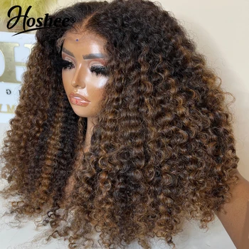 Latina Curly Dark Brown Colored 13X4 Human Hair Wigs For Black Women Glueless Bouncy Curly 4x4 Pre-Cut Lace Wig Human Hair Remy