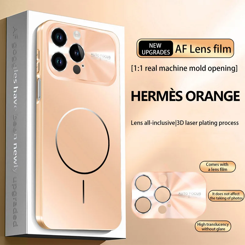 Luxury Colorful Magnetic Large Window Cell Phone Case with Air Lens Protection and Wireless Charging Cover