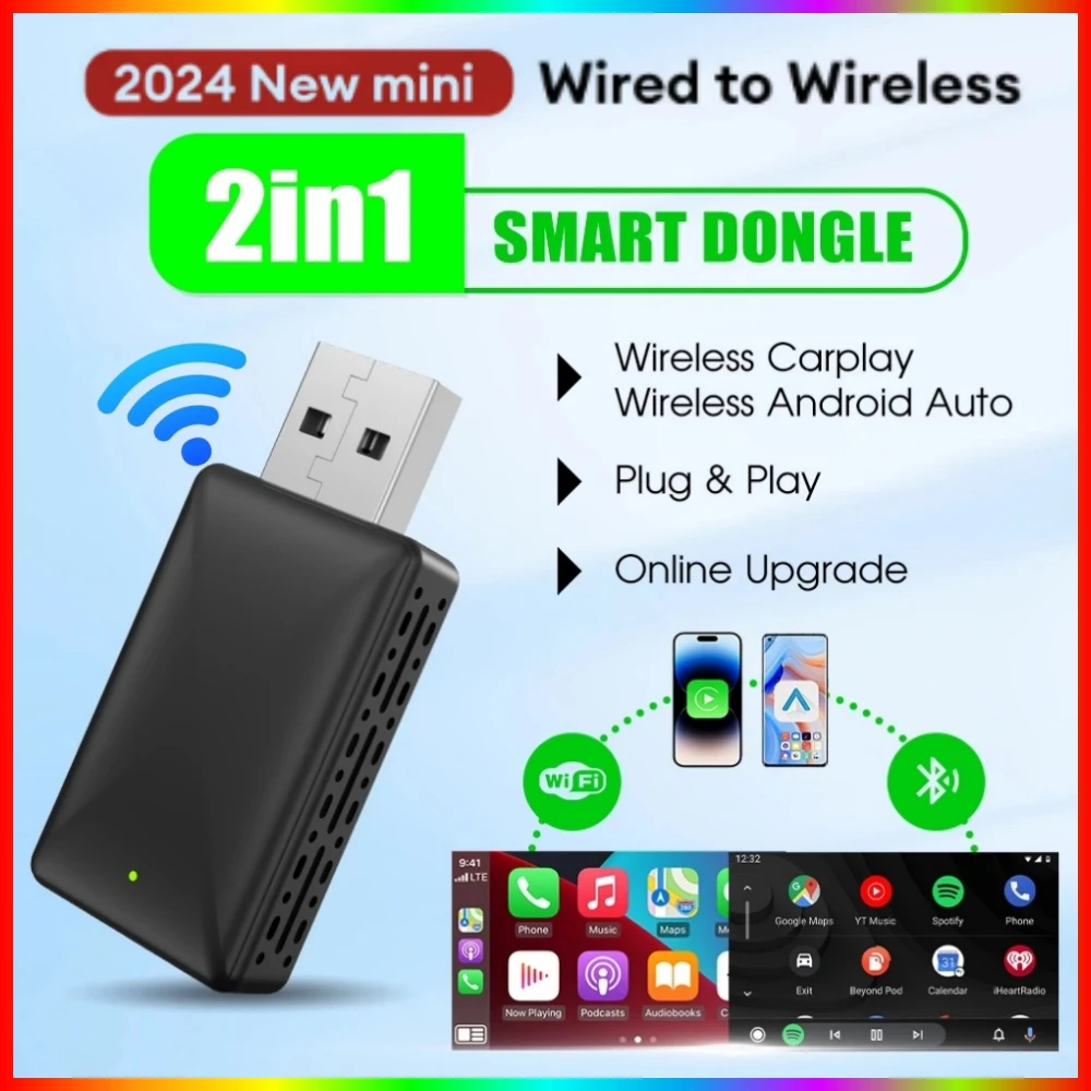 Adaptateur Sans Fil Carplay Adaptateur CarPlay & Android Auto Sans Fil Euakee - Plug & Play - Compatible Voitures 2016+ Connecteur Sans Fil