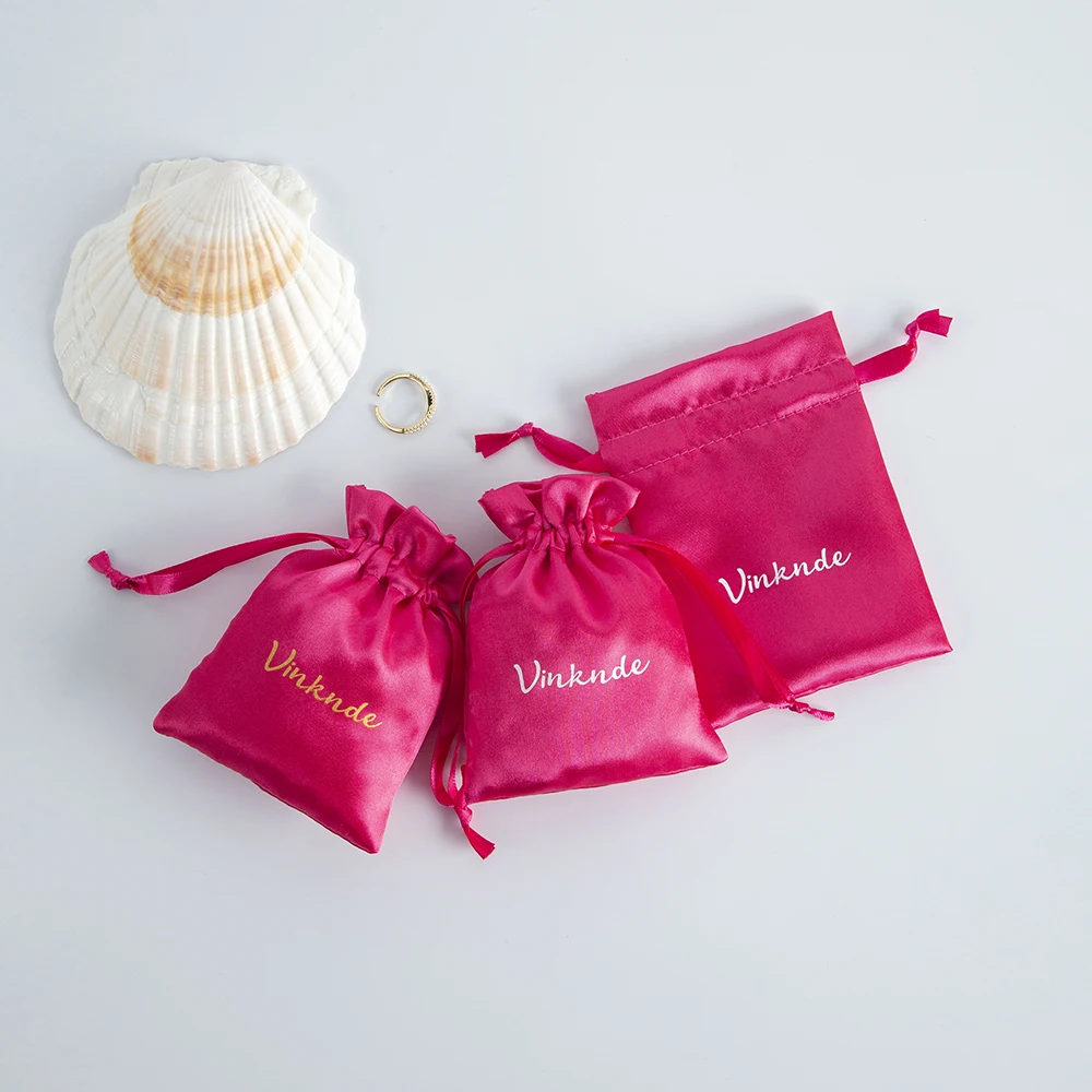 50Pcs Jewelry Packaging Pouches Custom Logo Drawstring Gift Bag for Wedding Christmas Party Decoration Eyelashes Makeup Storage