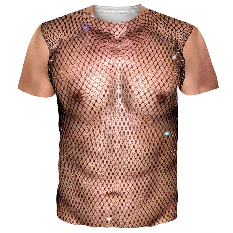 Februari Nieuw 2026 T-shirt voor mannen met harige borst, 3D-print