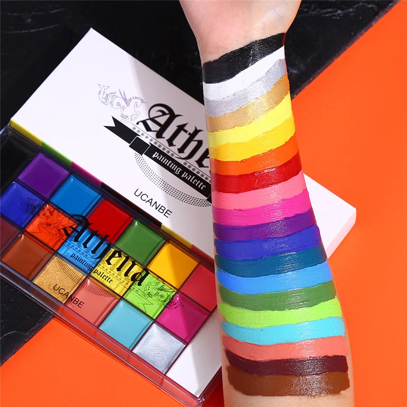 UCANBE 20 Colors Face Body Painting Oil Safe Kids Flash Tattoo Painting Art  Halloween Party Makeup Fancy Dress Beauty Palette - AliExpress