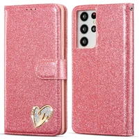 Luxury Magnetic Flip Leather Cover Glitter Case for Galaxy S7/S7 Edge/S8/S9/S10/S20/S21/FE/S22/S23 Ultra Girl Fancy Fashion Case