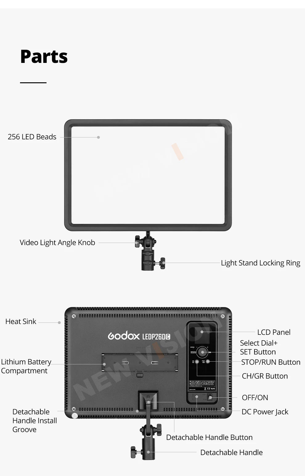 LEDP260C 3300~5500K LED Bi-Color & Dimmable Studio Video Light Lamp Panel for Ca