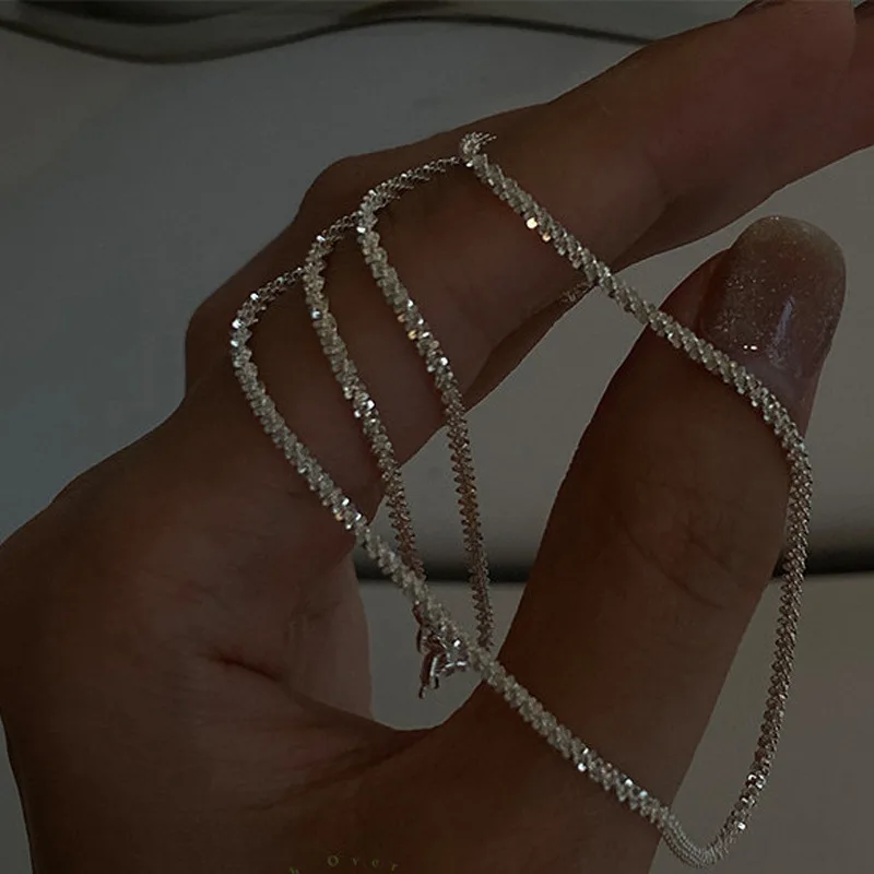 S925 Silver Necklace for Women Clavicle Chain Niche Design Element Chain Ins Jewelry Gifts Not Fade