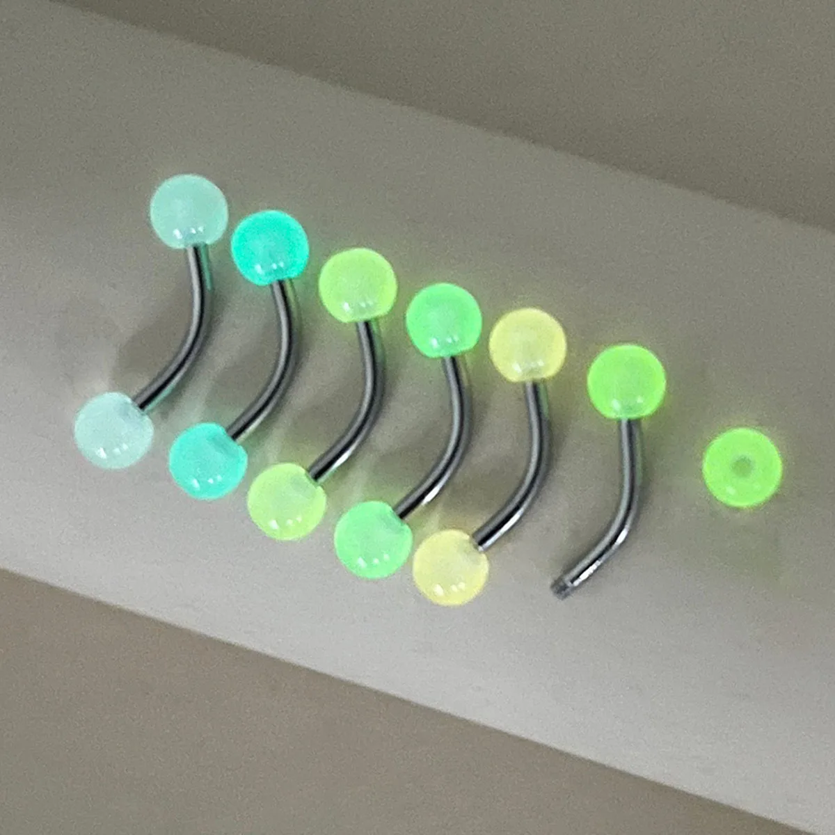 6Pcs 16G Glowing Eyebrow Piercing Jewelry Curved Barbell Acrylic