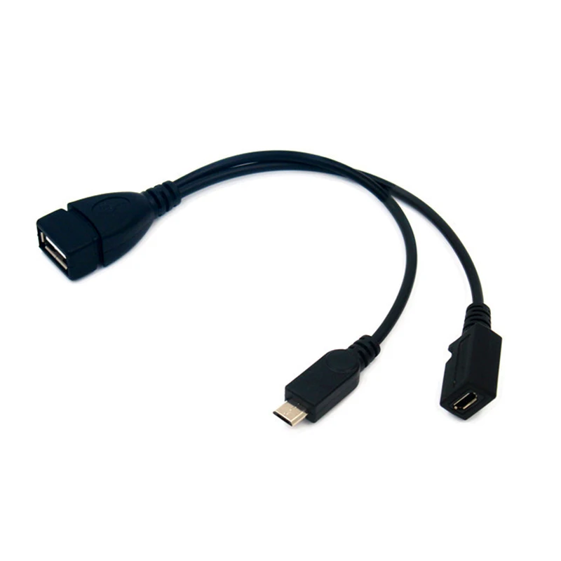 In 1 OTG Micro USB Host Power Y Splitter USB Adapter to Micro 5 Pin Male Female Cable 20cm