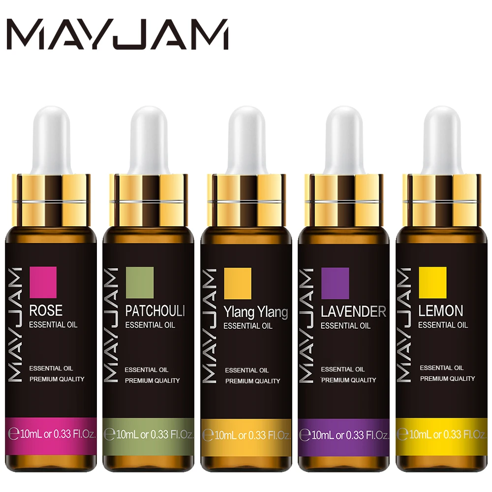 Mayjam MAYJAM 5 Bottles Essential Oils For Humidifier Skin Care Rose Patchouli ...