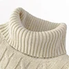 New Men's High Neck Sweater Solid Color Pullover Knitted Warm Casual Turtleneck Sweatwear Woolen Mens Winter Outdoor Tops 2