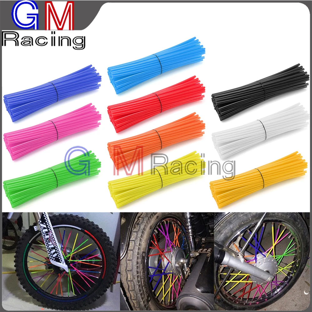 

Motorcycle Spoke Skins Wheel Rim Wrap Tubes Cover For HONDA KAWASAKI YAMAHA SUZUKI CRF CR YZ YZF WR KXF KLX RMZ EXC SXF XCF
