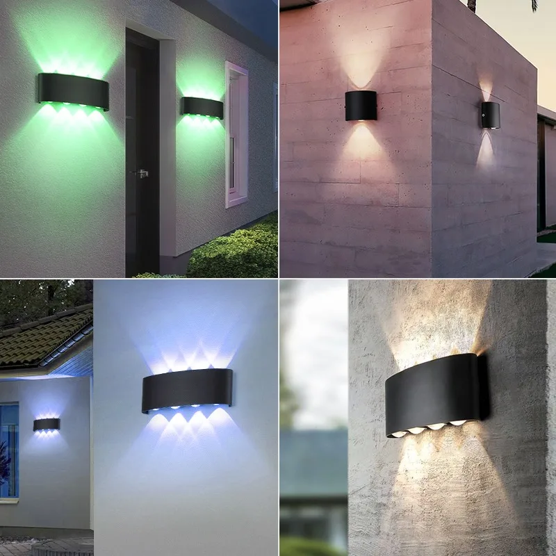IP65 Waterproof LED Wall Light RGB Auto Change AC 2W 4W 6W 8W 10W 110V 220V Home Decorative Lamp Outdoor Garden Bedroom Corridor