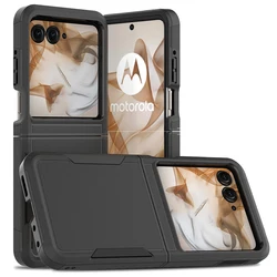 Rugged Shockproof Phone Case with Soft TPU Frame and Hard Plastic Protective Cover for Razr 50 60 70 (Black)