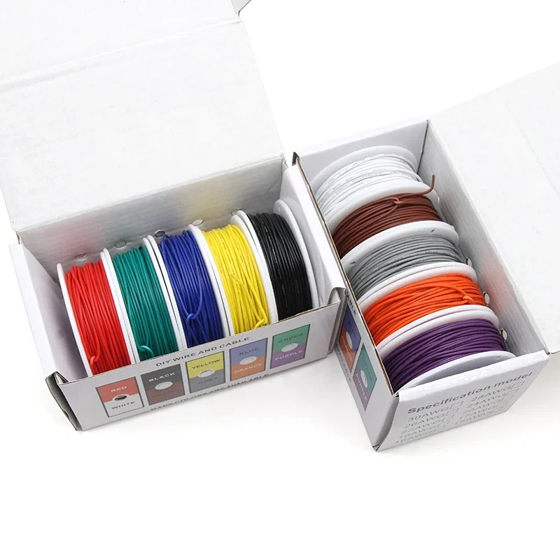 （5 Colors Mix Kit）UL1007 Wire PVC Insulation Tinned Copper Cable Stranded Electrical Line 30/28/26/24/22/20/18/16 AWG PCB Wire image 5