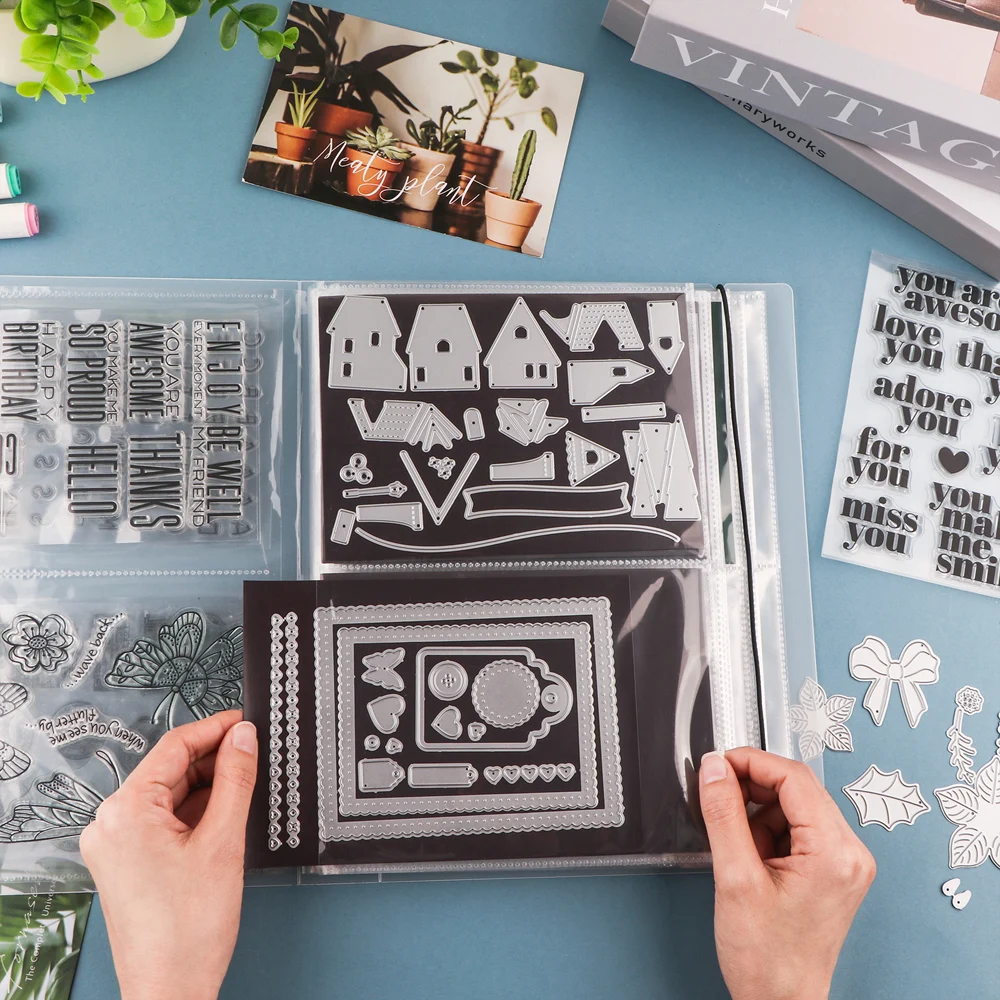Large Clear Sticker Photo Storage Album Multipurpose Album 20 Pages For Stamp & Cutting Dies Storage Book Organizer Folder