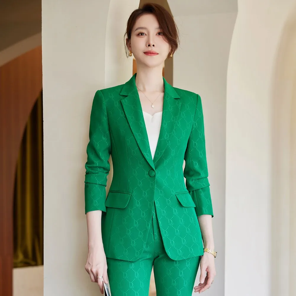 

Women's Autumn And Winter Suit With Pants Two Piece Commuting Single Breasted Blazer For Office Lady