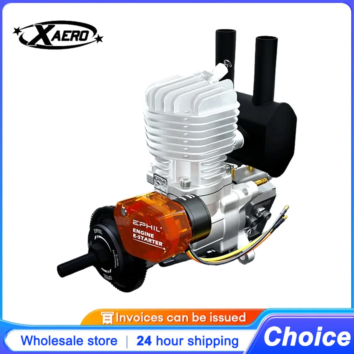 EPHIL X-20cc-R PRO Elektrostart-Benzinmotor, 2-Takt Heckauslass für RC-Flugzeuge