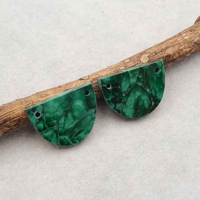 Semiprecious Natural Stone Malachite Double Holes Earrings Beads 20x15x3mm 5g Fashion Jewelry Accessories For Women