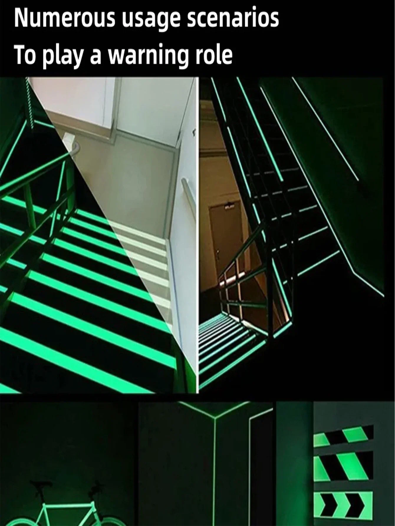 Description Picture 5 of itemGlow in the Dark Double Sided Tape Waterproof Cut Kitchen Cabinet Storage Adhesive Fluorescent Fluorescence Stairs Fireproof