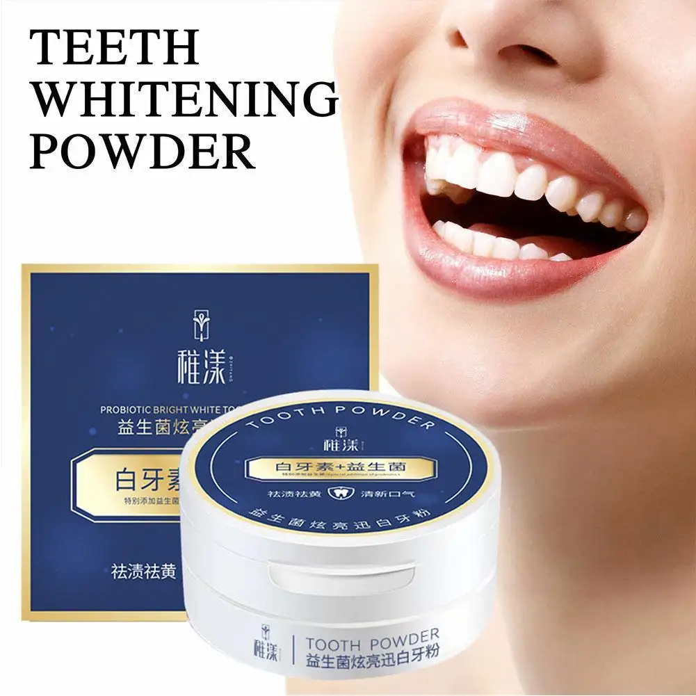 

Probiotics Whitening Tooth Powder Oral Hygiene Cleaning Care Remove Stains Yellow Teeth Fresh Breath Dental Beauty Care Tool 50g