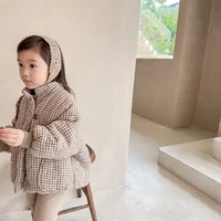 Hiver filles coton rembourré veste bébé polaire épaissir Beige café coton rembourré vêtements manteau enfants vêtements d'extérieur E 122662 4