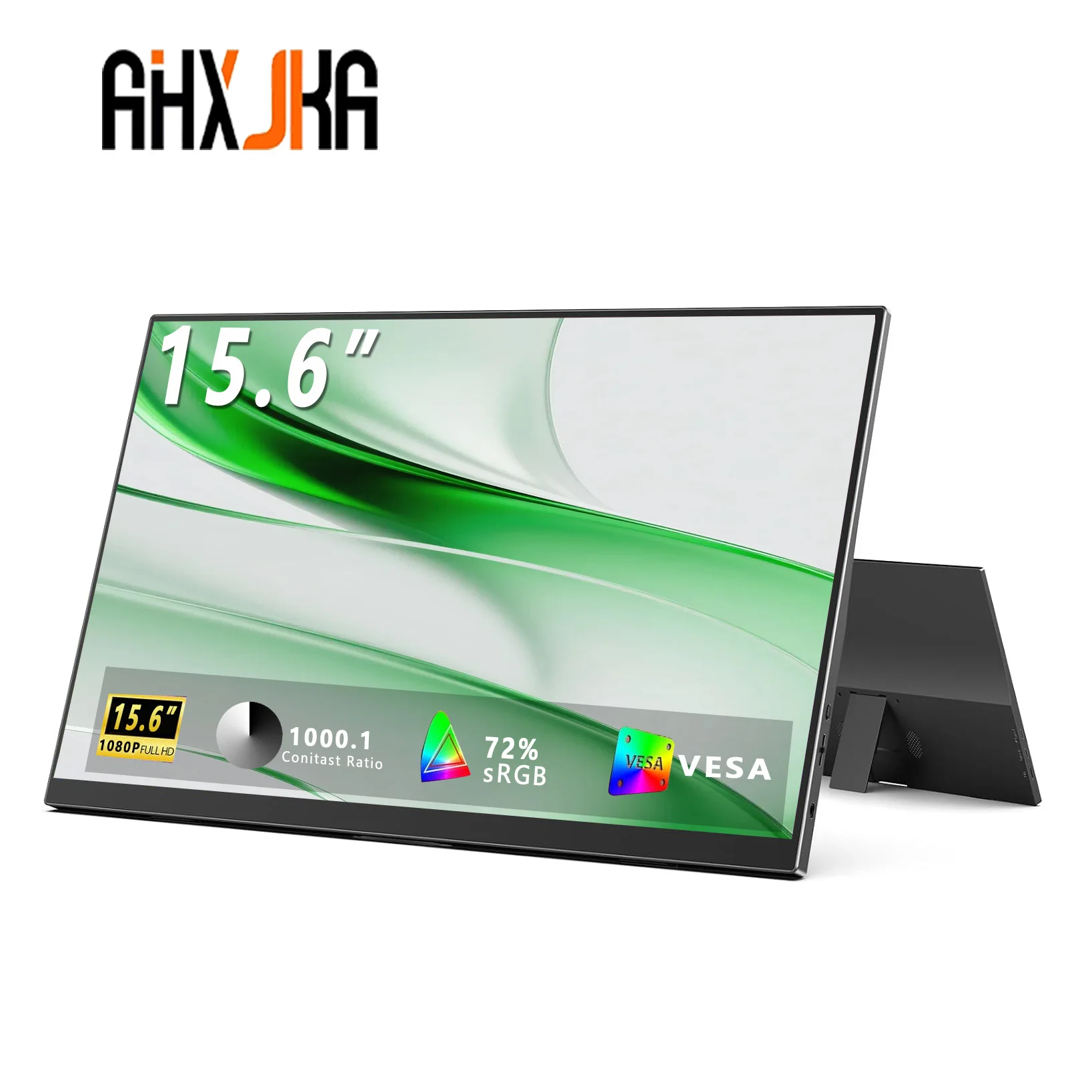 AHXJKA 15.6인치 휴대용 모니터 72%sRGB FHD IPS(노트북 폰용 Type-C 미니 HDMI 포함) PS4/5 XBox Mac PS 스위치 확장기