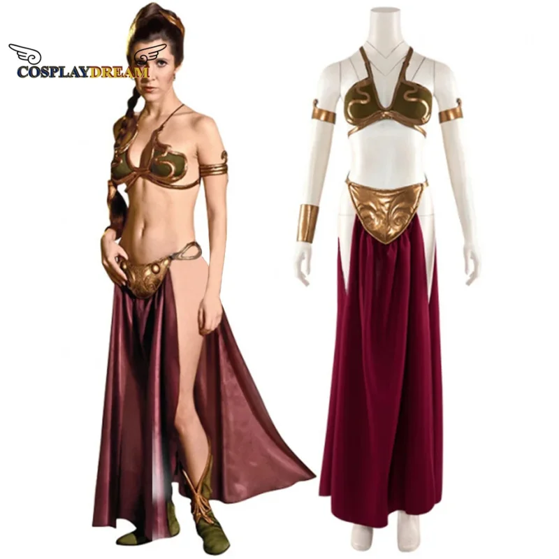 Movie Princess Leia Costume Princess Sexy Outfit Carrie Fisher Leia Girl Cosplay Bra Skirt Women Halloween Party Suit