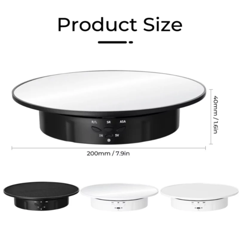 200 mm for video shooting show turntable 3 rotating speed photography show 360 electric rotary products Christmas gifts rotating turntable plate