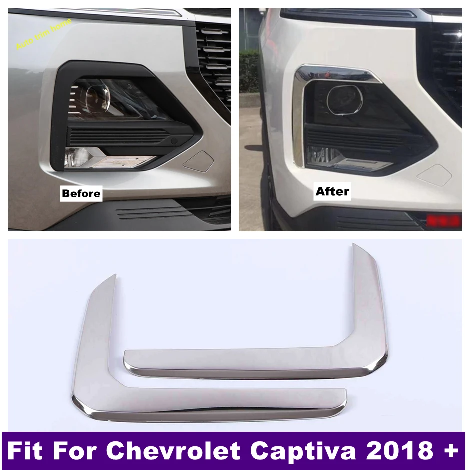 

Front Bumper Fog Lighs Lamps Eyebrow Eyelid Panel Decoration Cover Trim Fit For Chevrolet Captiva 2018 - 2021 Chrome Exterior