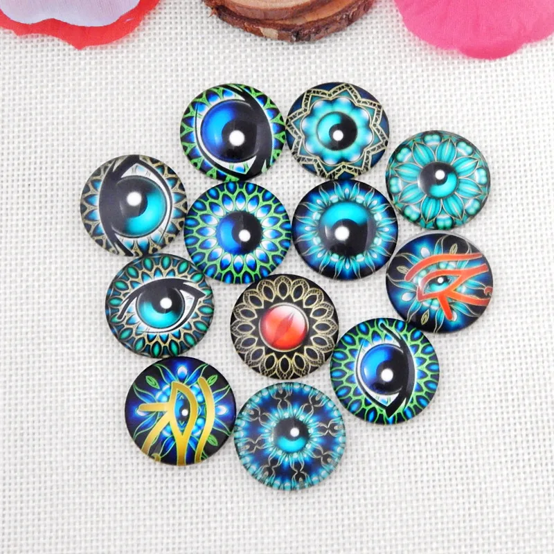 Honselia 10 Pairs Glass Eyes For Doll Making, 16mm Animal Eye Cabochons