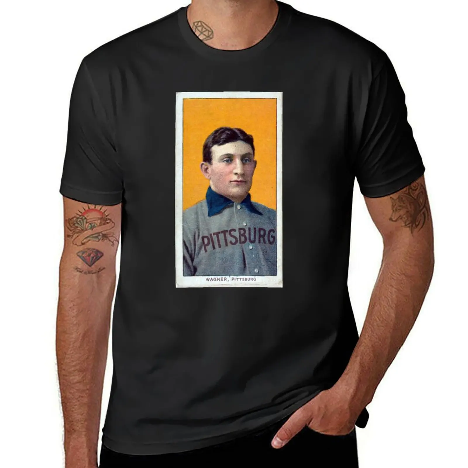 

honus wagner baseball card T-Shirt oversized blanks mens white t shirts