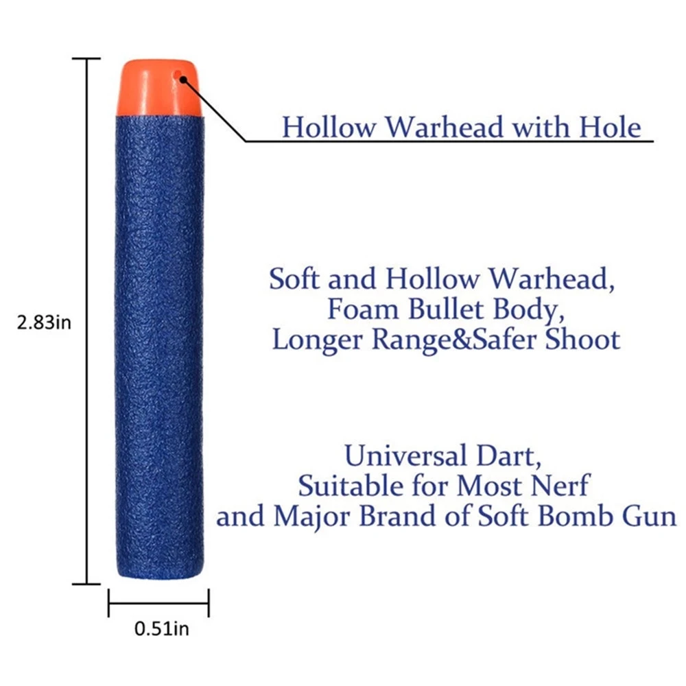 Blue Soft Foam Dart Refill Bullets - 7.2cm - Perfect Stocking Stuffer
