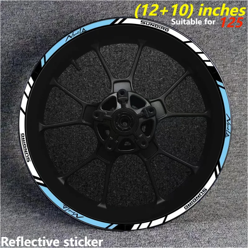 12+10 Inch Universal Reflective Motorcycle Accessories Wheel Tire Modification Sticker Hub Decals Rim Stripe Tape luggage reel password luggage universal wheel caster repair shock absorption 20 inch 26 inch universal caster silent wheel