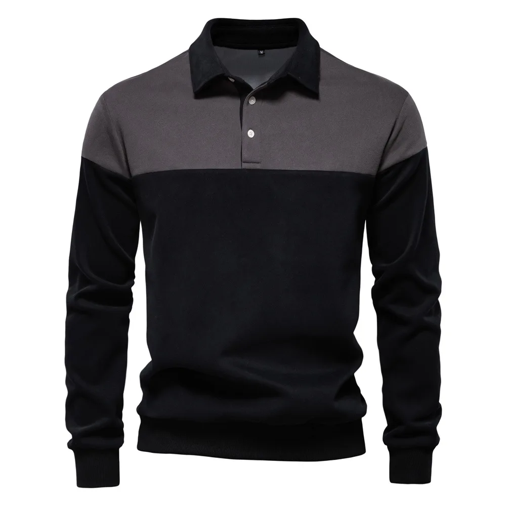 Spring Long Sleeve Polo Collar Sweatshirt Men's Casual Premium Top