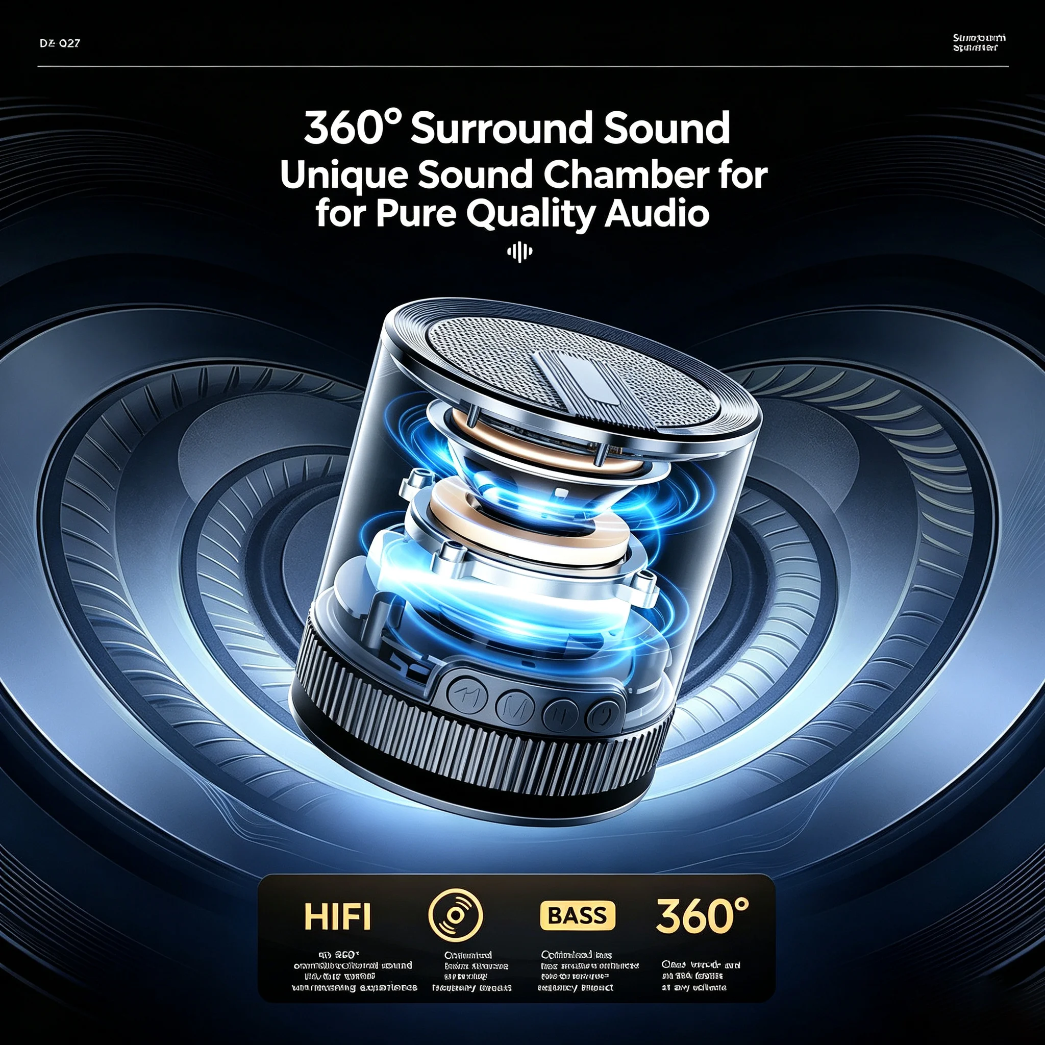Portable 5W Suction Cup Bluetooth Speaker for Shower and Bathroom with HiFi Stereo Sound