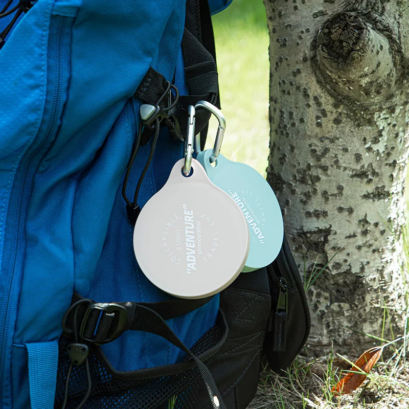 250ML Silicone Folding Cup Camping Cookware for Retractable Collapsible Cup Outdoor Travel Drinking with Keychain folding cup