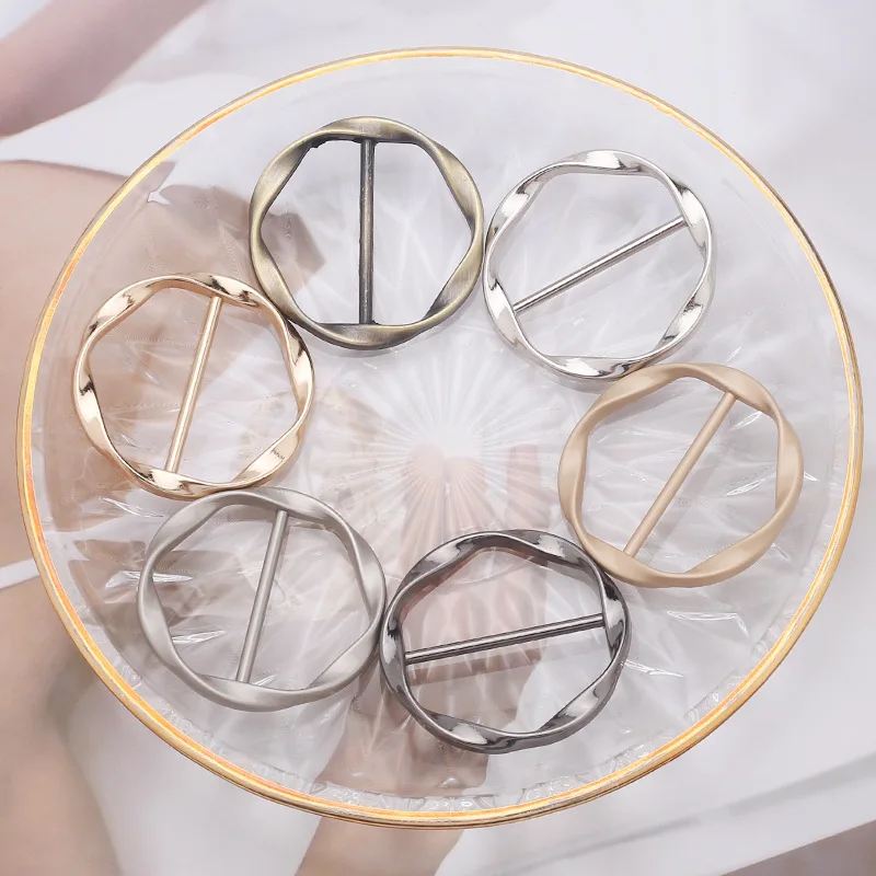 Simple Fashion Metal Buckle for Women's T-shirt Corners Knot Buckle Belt Adjustable Buckle Scarf Decor Fastener 1pcs