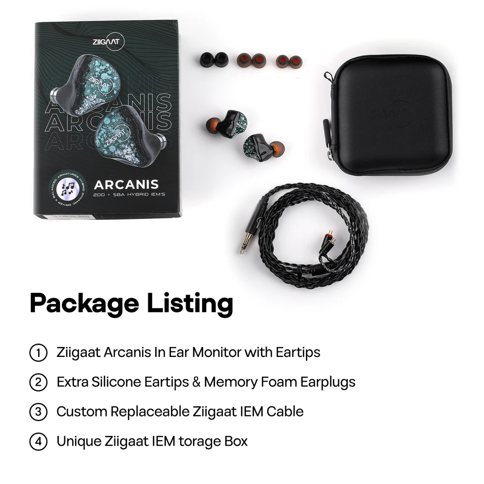 Linsoul ZiiGaat Arcanis Professional 2DD+5BA Hybrid IEM Earphone