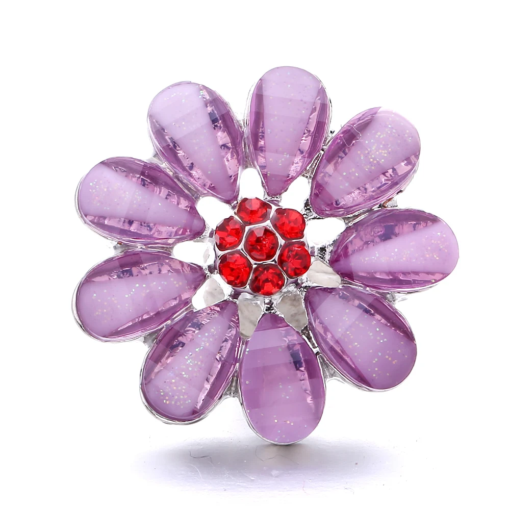 15pcs Rhinestone Flower Snap Button Jewelry DIY Ginger Charms Fit Metal Bracelet  Snaps Jewelry
